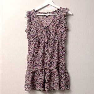 Forever 21 Purple and Pink Ruffled Tie Front Blouse pit to pit 16” length 30